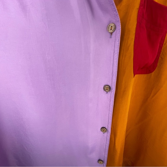 Farm Rio for Anthropologie Puff Sleeve Button Down Women’s M Color Block - Picture 16 of 16